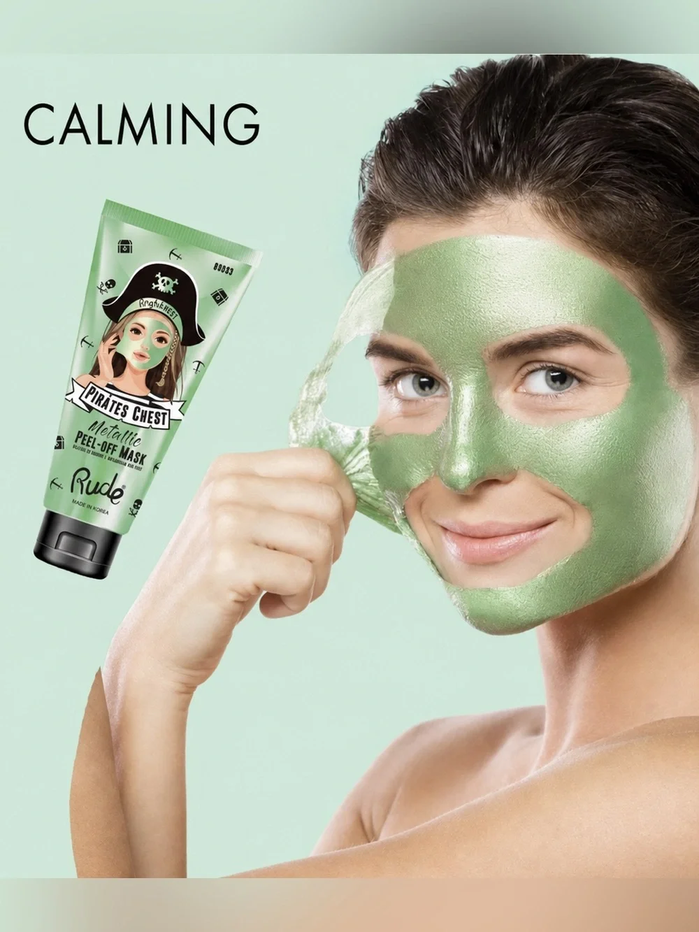 RUDE Pirate's Chest Land Ho! Glowing Calming Aloe Green Peel Off Korean Mask